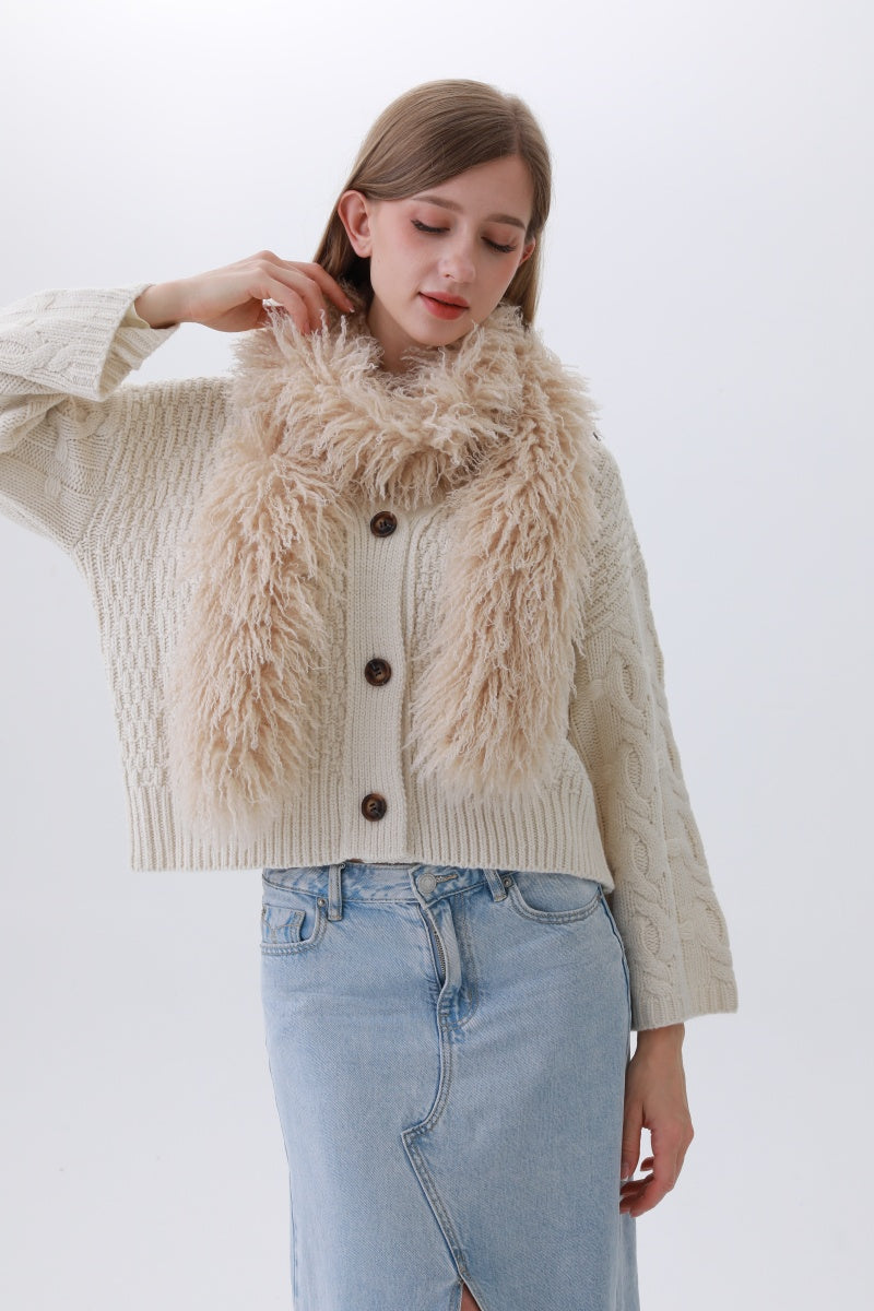 Luxe Feather-Trim Scarf – Plush Winter Elegance ??-Soul Flow Apparel