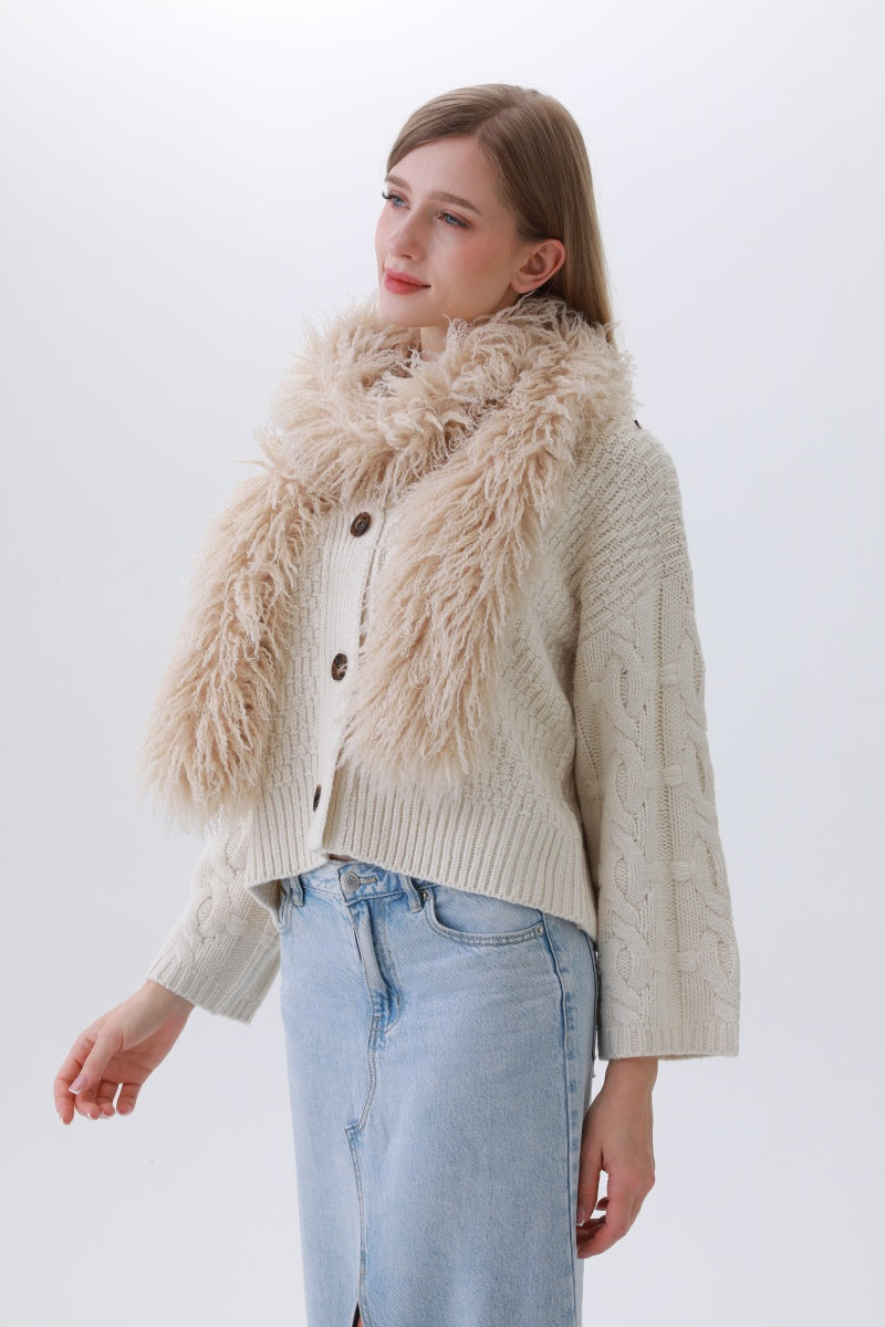 Luxe Feather-Trim Scarf – Plush Winter Elegance ??-Soul Flow Apparel