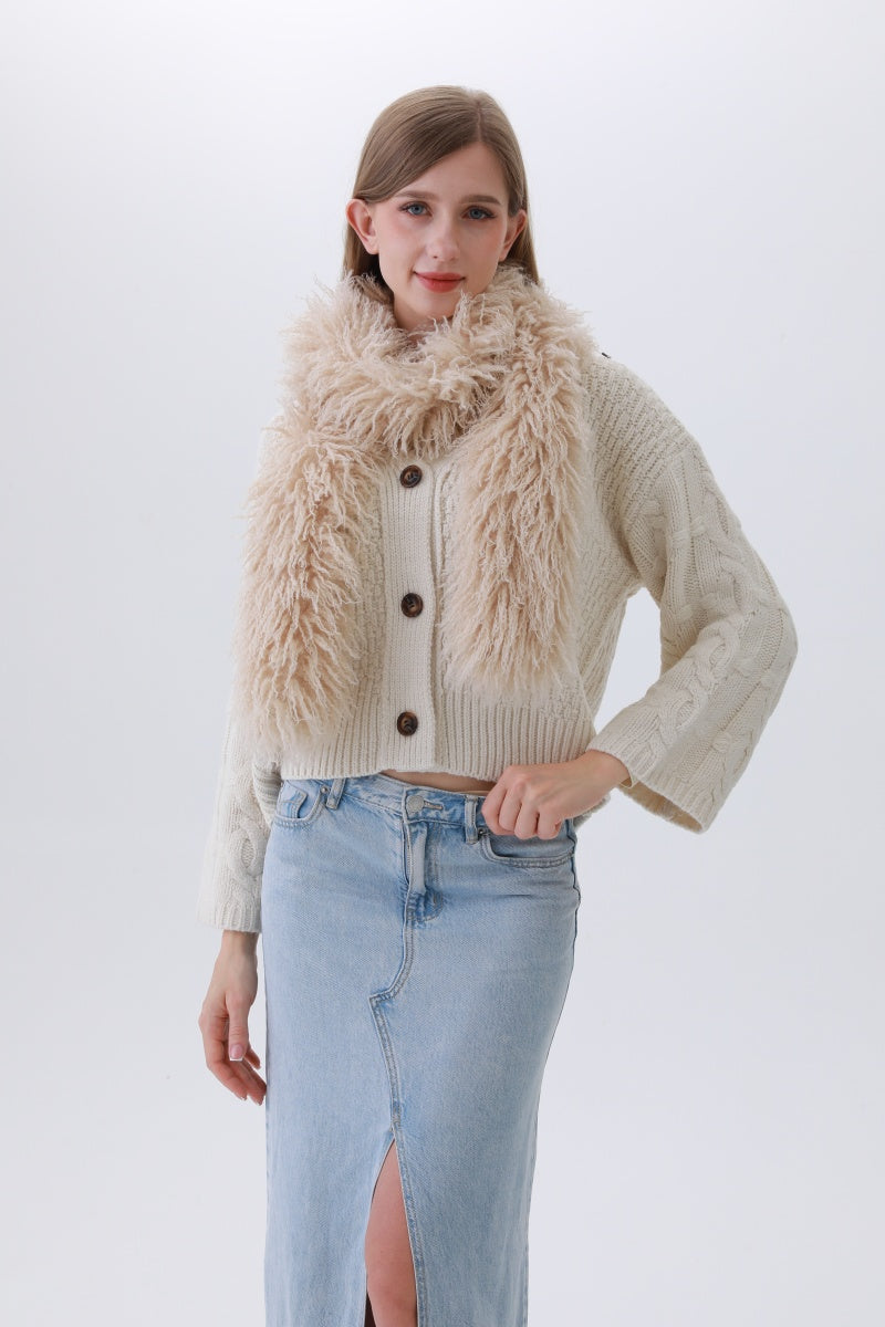 Luxe Feather-Trim Scarf – Plush Winter Elegance ??-Soul Flow Apparel