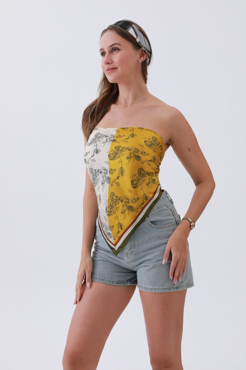 Gilded Ivy Bandana – Oversized Silk & Botanical Glam?????-Soul Flow Apparel