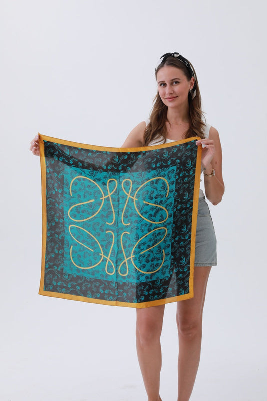 Turquoise Feather Bandana – Bohemian Silky Elegance?????-Soul Flow Apparel