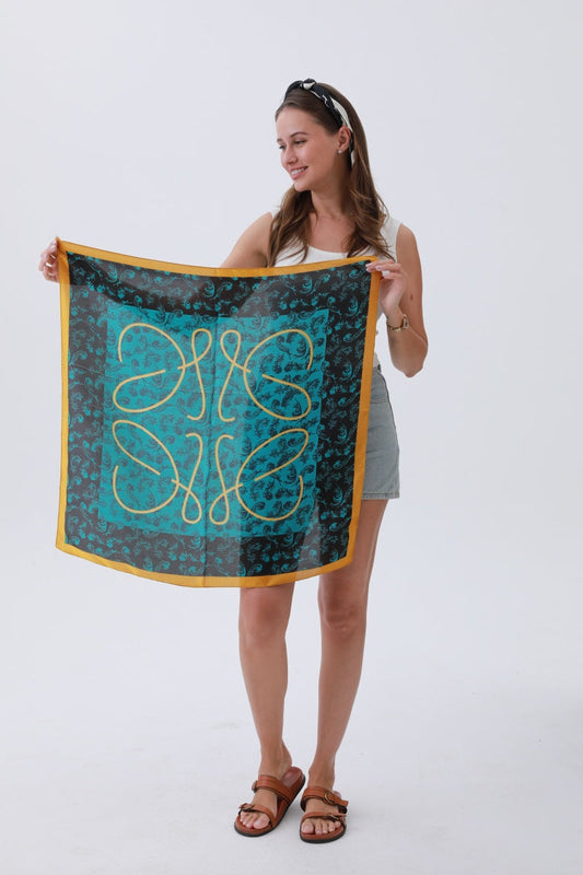 Turquoise Feather Bandana – Bohemian Silky Elegance?????-Soul Flow Apparel