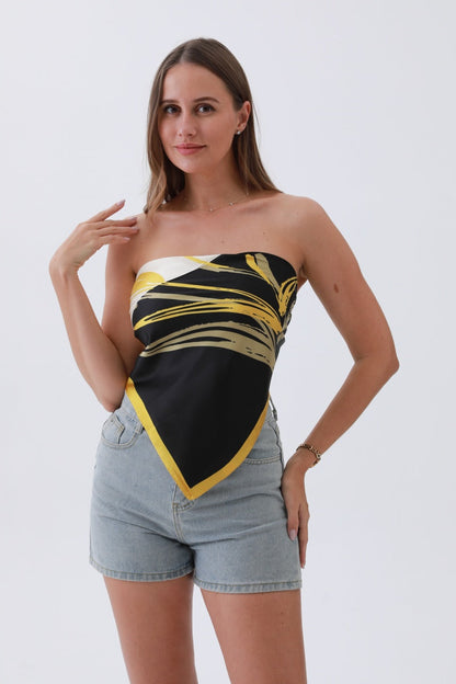 Golden Tulip Bandana – Botanical Opulence in Silk?????-Soul Flow Apparel