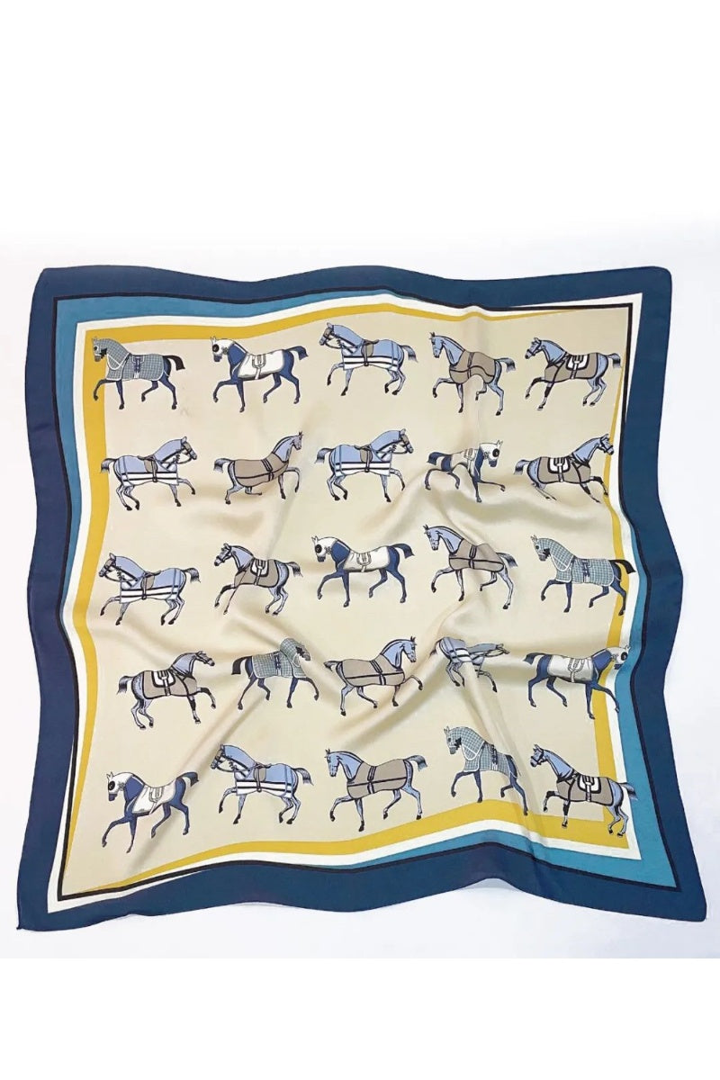 Equestrian Print Bandana – Luxe Silk-Style Horse Scarf ????????-Soul Flow Apparel