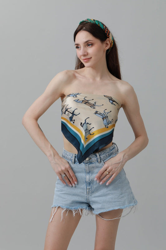 Equestrian Print Bandana – Luxe Silk-Style Horse Scarf ????????-Soul Flow Apparel