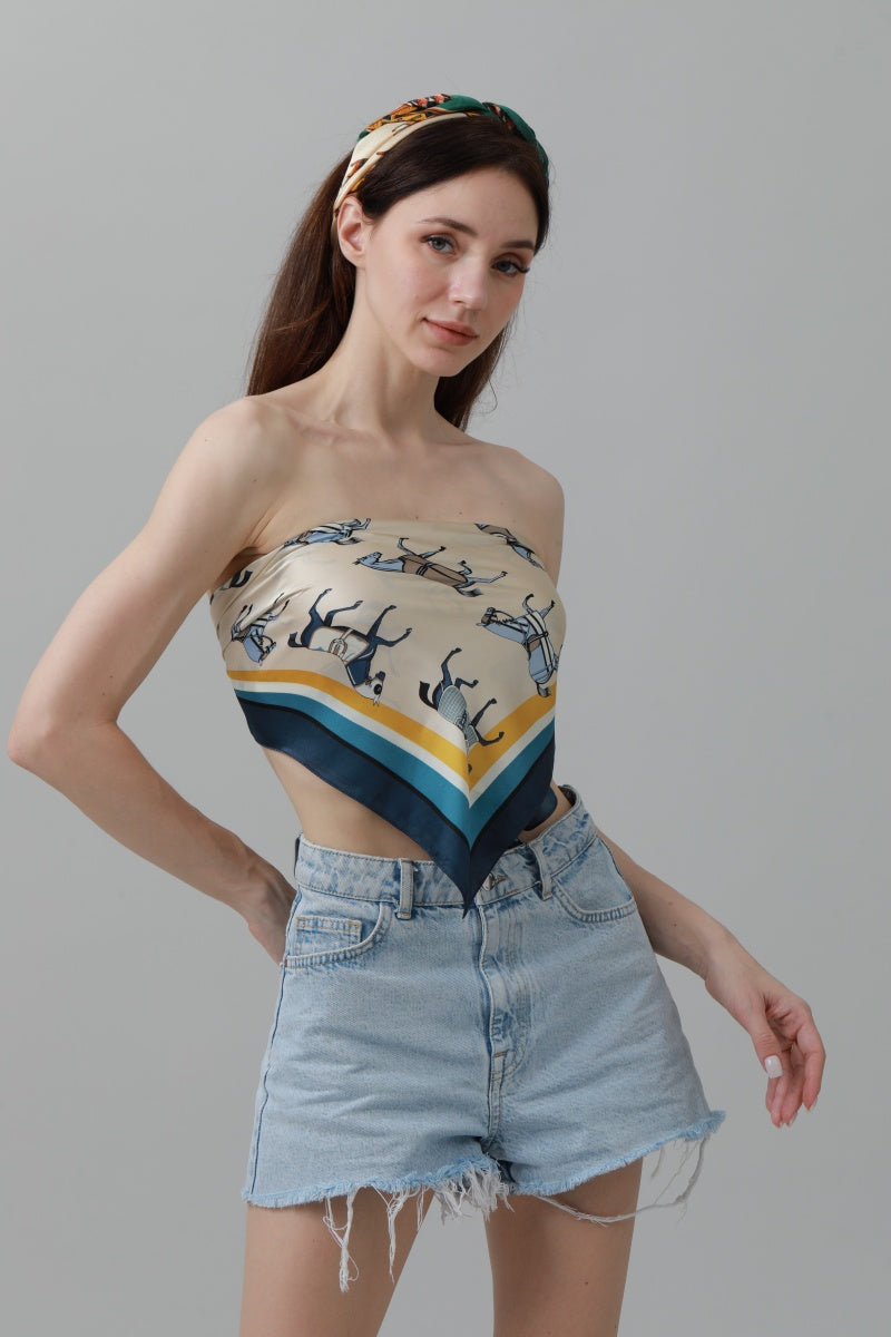 Equestrian Print Bandana – Luxe Silk-Style Horse Scarf ????????-Soul Flow Apparel