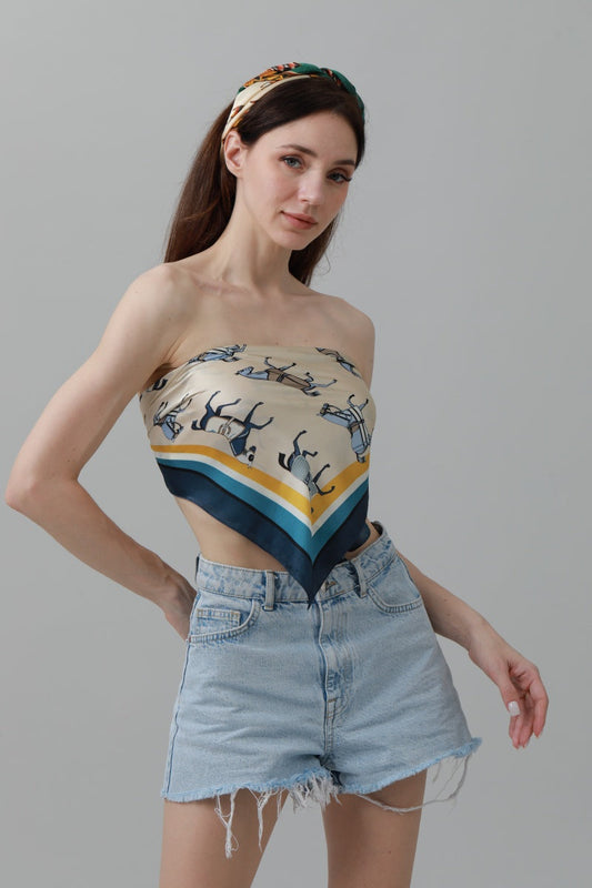 Equestrian Print Bandana – Luxe Silk-Style Horse Scarf ????????-Soul Flow Apparel