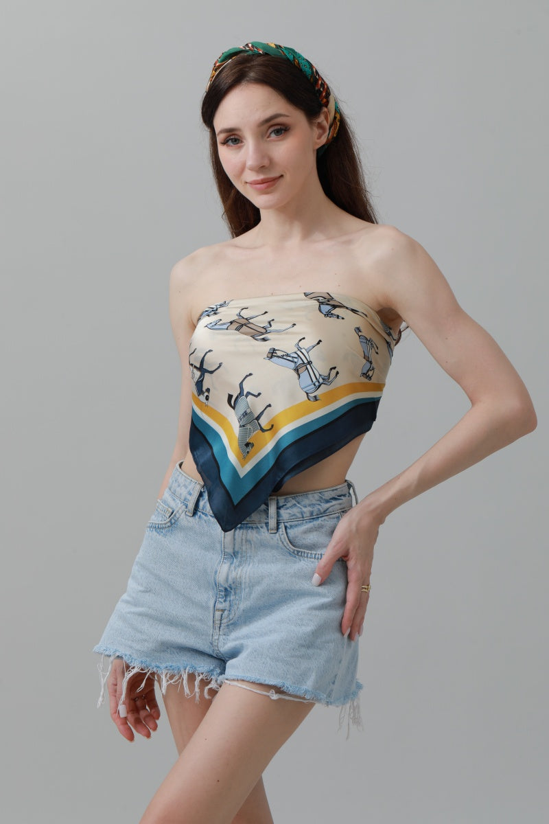 Equestrian Print Bandana – Luxe Silk-Style Horse Scarf ????????-Soul Flow Apparel