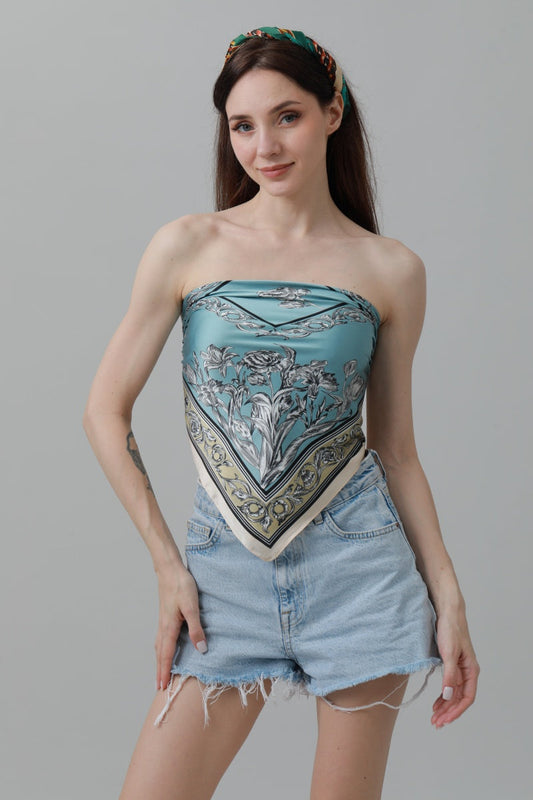 Floral Tulip Scarf – Silk-Style Square Neckkerchief ?????-Soul Flow Apparel