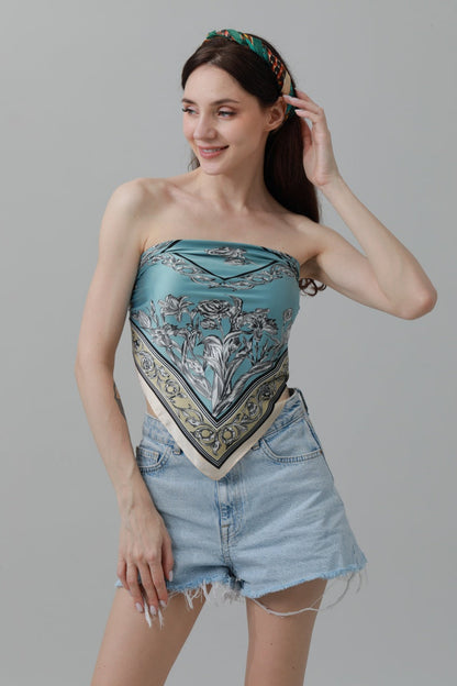 Floral Tulip Scarf – Silk-Style Square Neckkerchief 🌷✨ Leto Collection