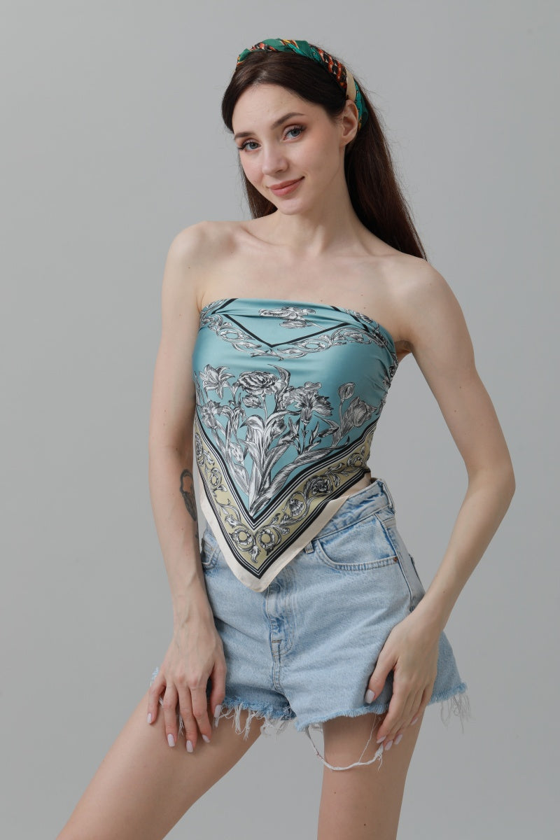 Floral Tulip Scarf – Silk-Style Square Neckkerchief ?????-Soul Flow Apparel