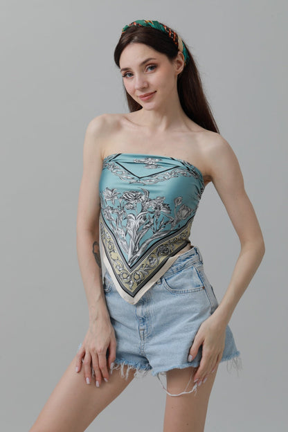 Floral Tulip Scarf – Silk-Style Square Neckkerchief 🌷✨ Leto Collection