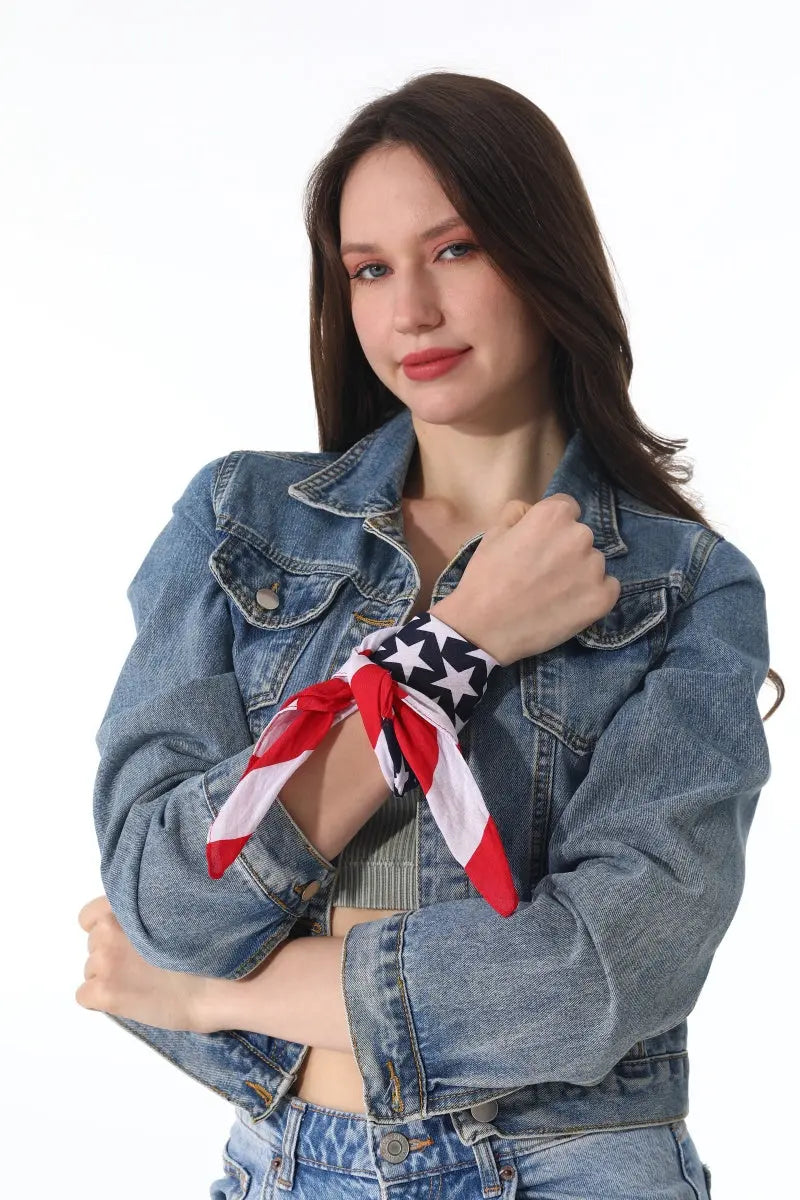 USA Flag Bandana – Cotton Star Stripe Scarf Leto Collection