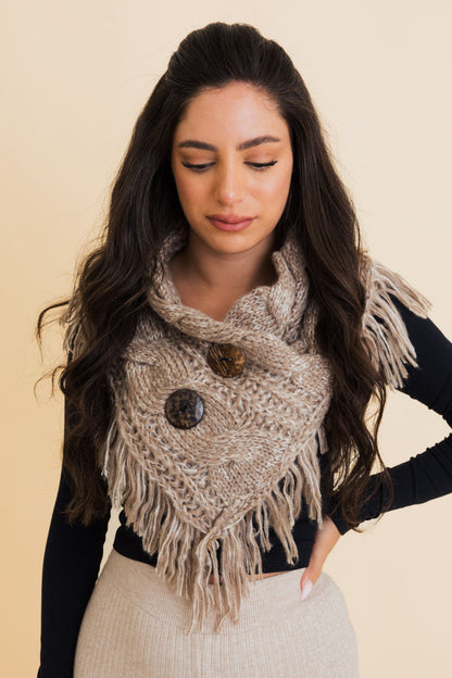 Heathered Shoulder Warmer With Coco Buttons-Soul Flow Apparel