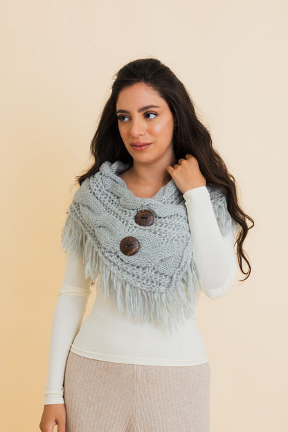 Heathered Shoulder Warmer With Coco Buttons-Soul Flow Apparel
