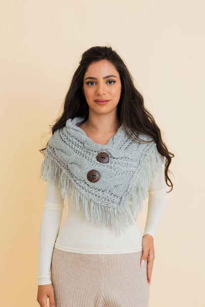 Heathered Shoulder Warmer With Coco Buttons-Soul Flow Apparel