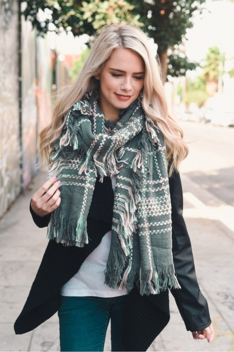 Frayed Tartan Plaid Scarf-Soul Flow Apparel