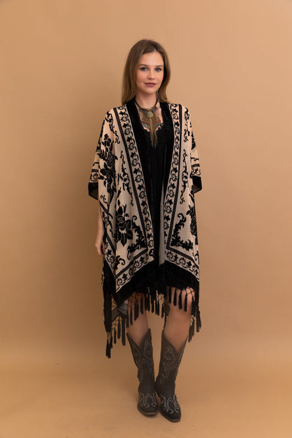 Lush Velvet Mesh Tapestry Kimono-Soul Flow Apparel