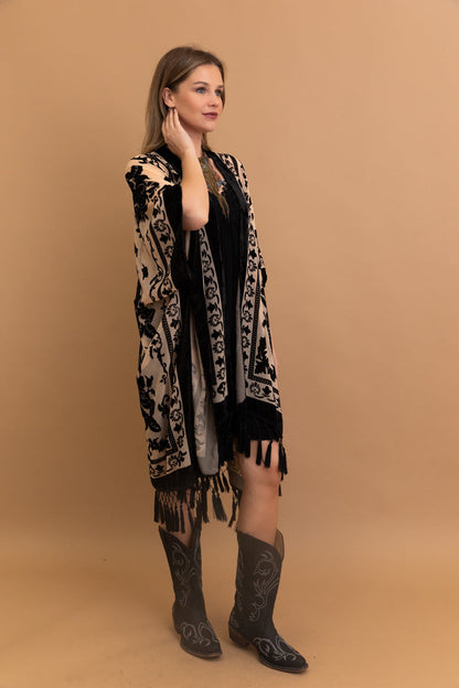 Lush Velvet Mesh Tapestry Kimono-Soul Flow Apparel