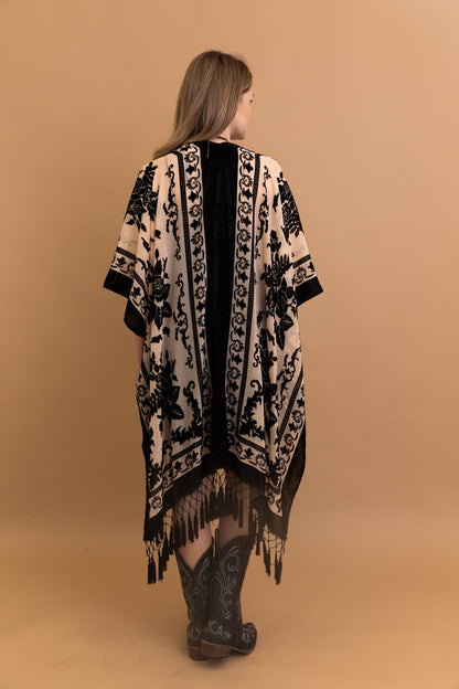 Lush Velvet Mesh Tapestry Kimono-Soul Flow Apparel