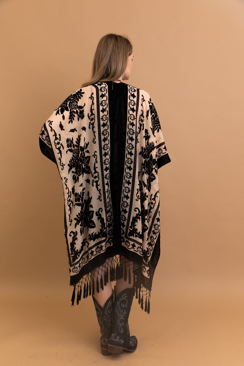 Lush Velvet Mesh Tapestry Kimono-Soul Flow Apparel