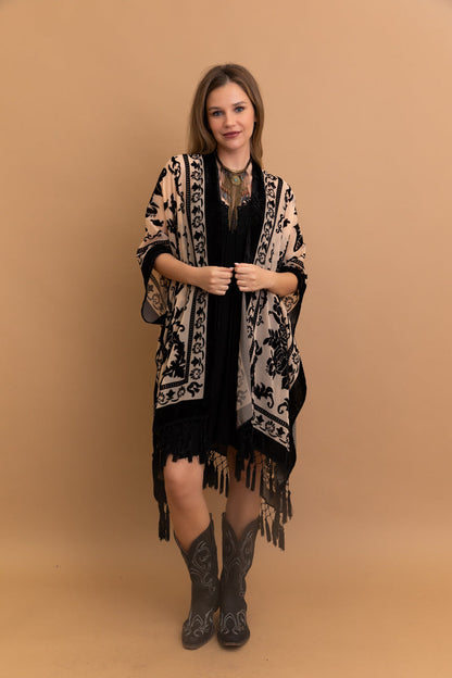 Lush Velvet Mesh Tapestry Kimono-Soul Flow Apparel
