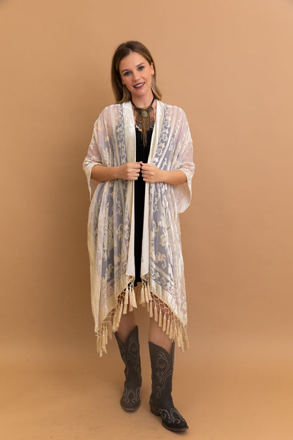 Lush Velvet Mesh Tapestry Kimono-Soul Flow Apparel