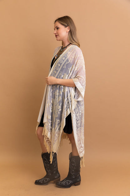 Lush Velvet Mesh Tapestry Kimono-Soul Flow Apparel