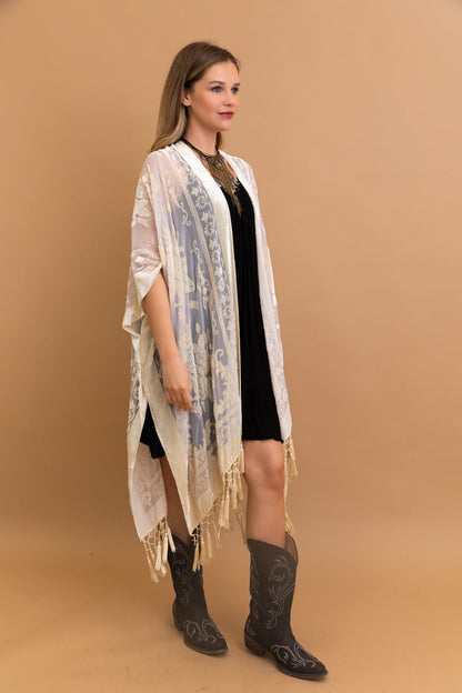 Lush Velvet Mesh Tapestry Kimono-Soul Flow Apparel
