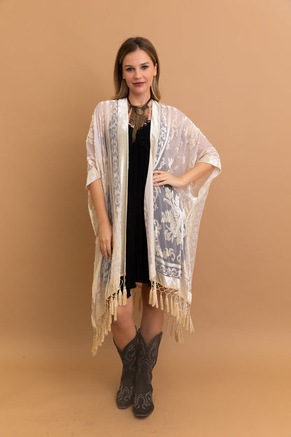 Lush Velvet Mesh Tapestry Kimono-Soul Flow Apparel