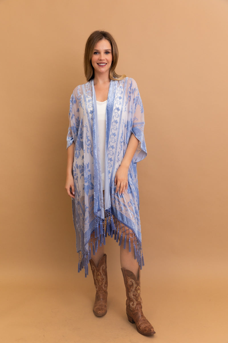 Lush Velvet Mesh Tapestry Kimono-Soul Flow Apparel