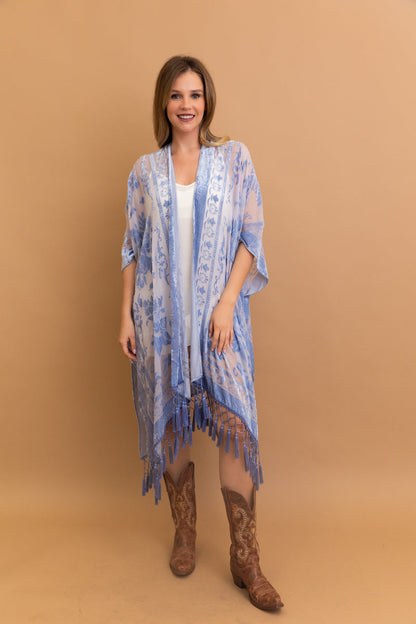 Lush Velvet Mesh Tapestry Kimono-Soul Flow Apparel