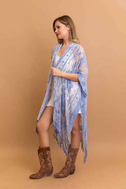 Lush Velvet Mesh Tapestry Kimono-Soul Flow Apparel
