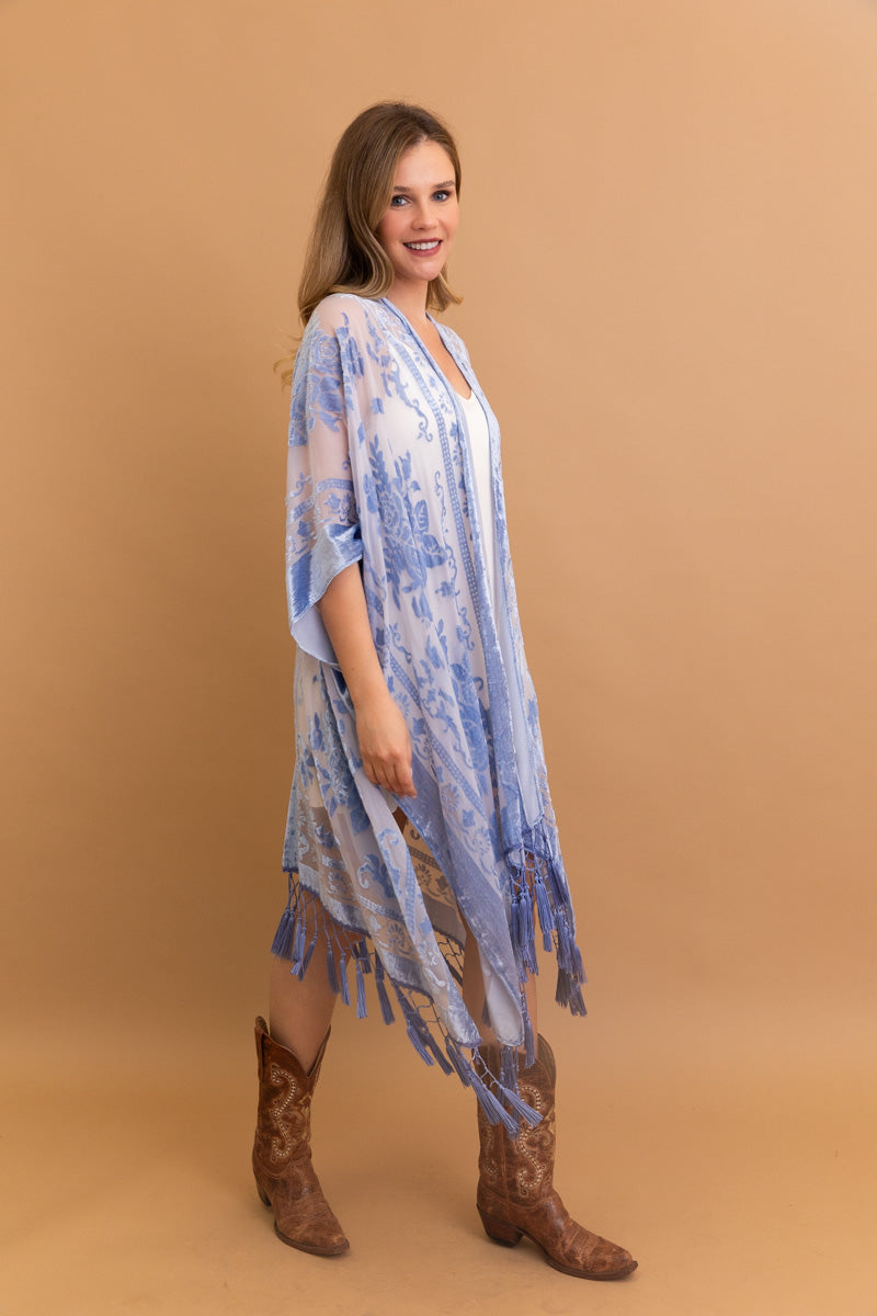 Lush Velvet Mesh Tapestry Kimono-Soul Flow Apparel