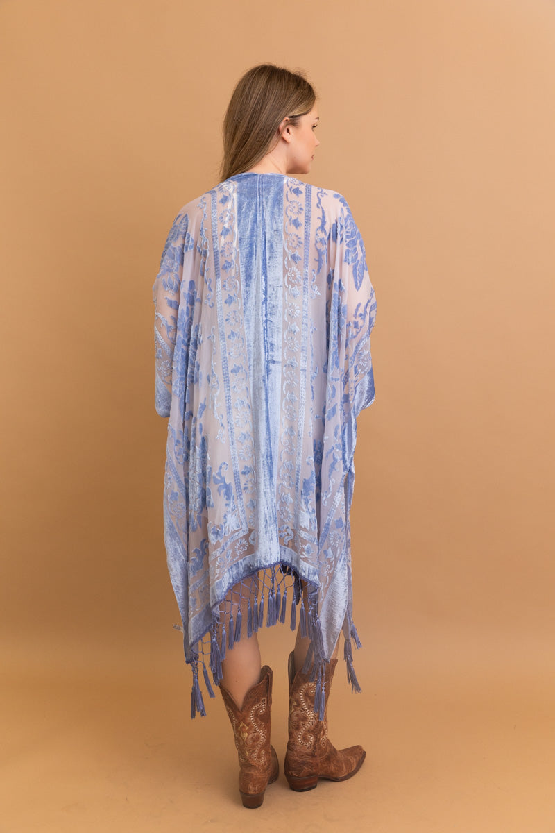 Lush Velvet Mesh Tapestry Kimono-Soul Flow Apparel