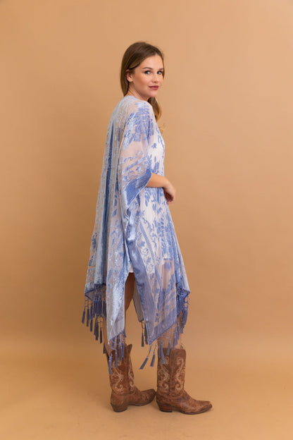 Lush Velvet Mesh Tapestry Kimono-Soul Flow Apparel