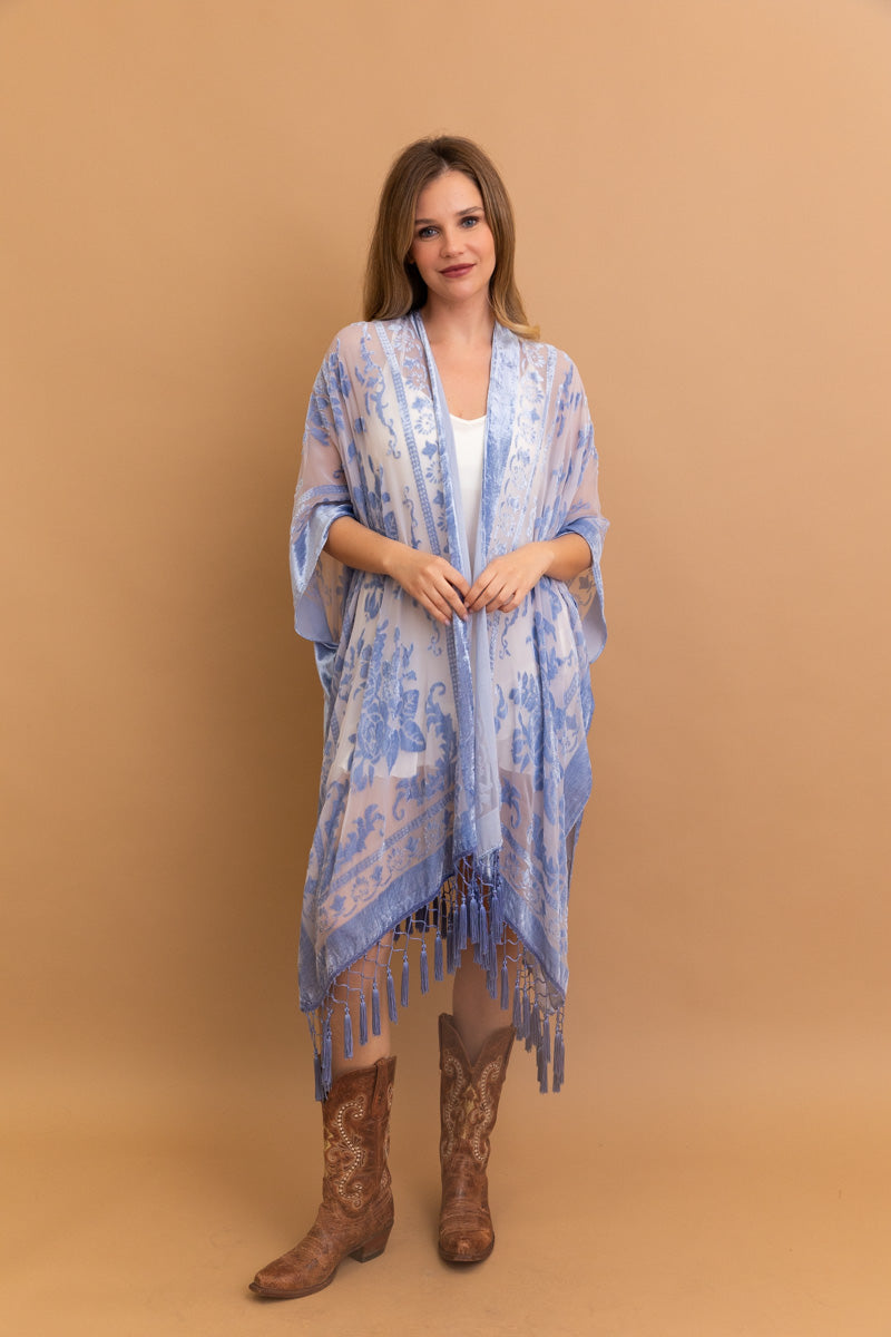 Lush Velvet Mesh Tapestry Kimono-Soul Flow Apparel