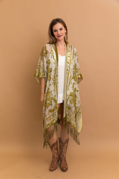 Lush Velvet Mesh Tapestry Kimono-Soul Flow Apparel
