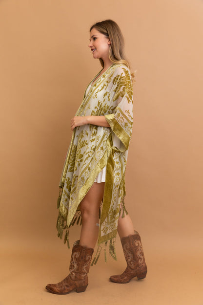 Lush Velvet Mesh Tapestry Kimono-Soul Flow Apparel
