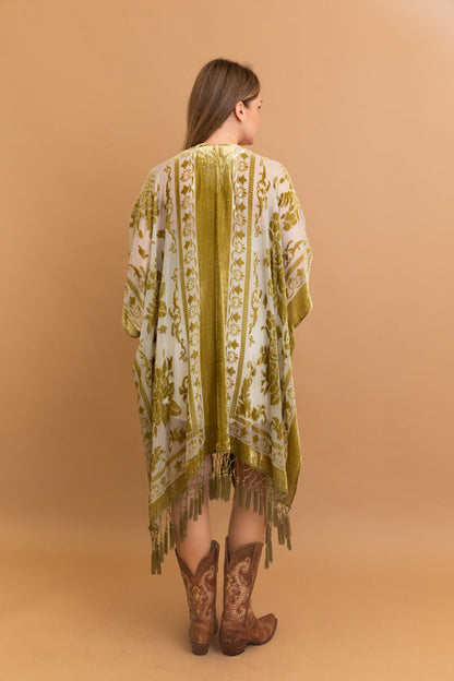 Lush Velvet Mesh Tapestry Kimono-Soul Flow Apparel