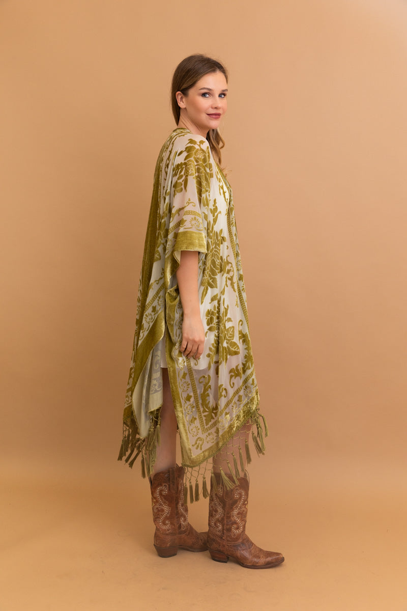 Lush Velvet Mesh Tapestry Kimono-Soul Flow Apparel