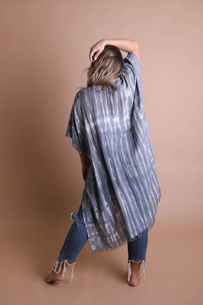 Tie Dye Frayed Kimono-Soul Flow Apparel
