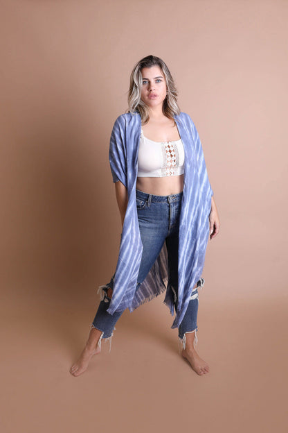 Tie Dye Frayed Kimono-Soul Flow Apparel