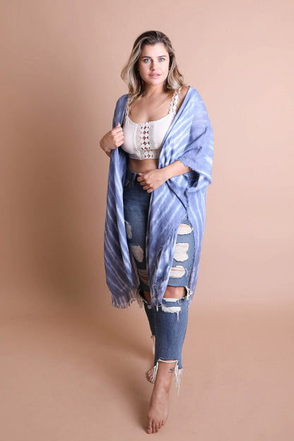 Tie Dye Frayed Kimono-Soul Flow Apparel