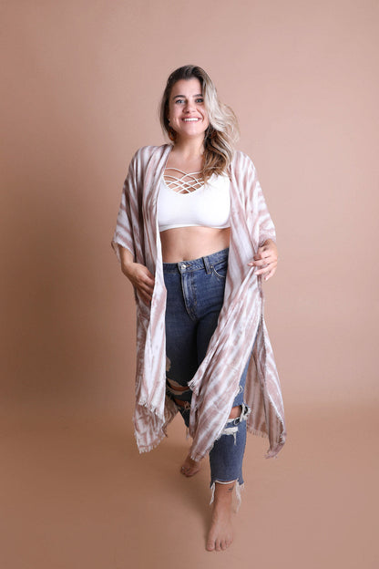 Tie Dye Frayed Kimono-Soul Flow Apparel