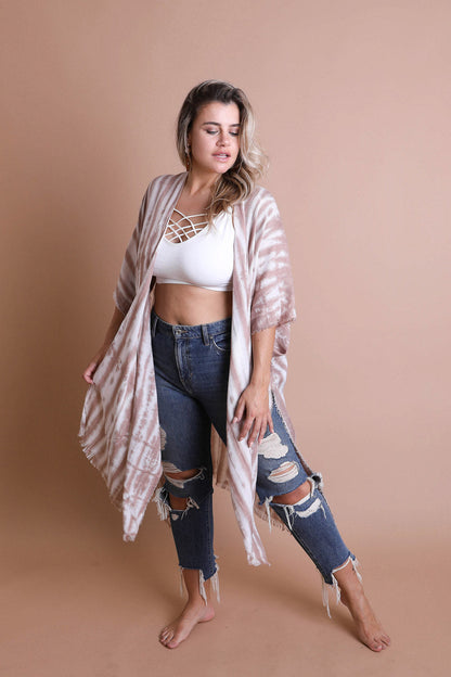 Tie Dye Frayed Kimono-Soul Flow Apparel