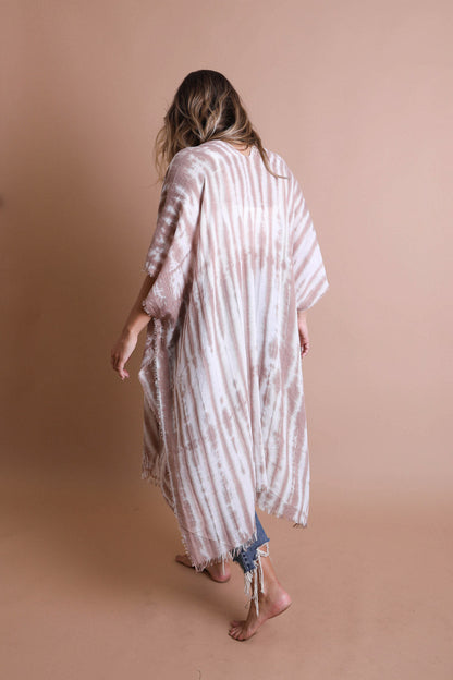 Tie Dye Frayed Kimono-Soul Flow Apparel