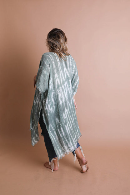 Tie Dye Frayed Kimono-Soul Flow Apparel
