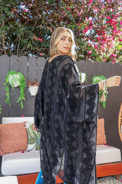 Soft Embroidered Zig Zag Kimono-Soul Flow Apparel