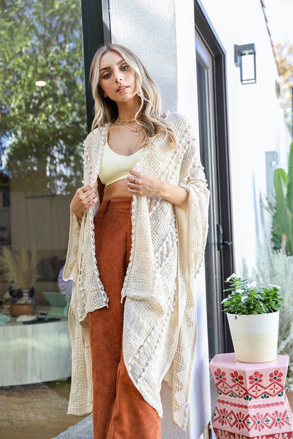 Soft Embroidered Zig Zag Kimono-Soul Flow Apparel